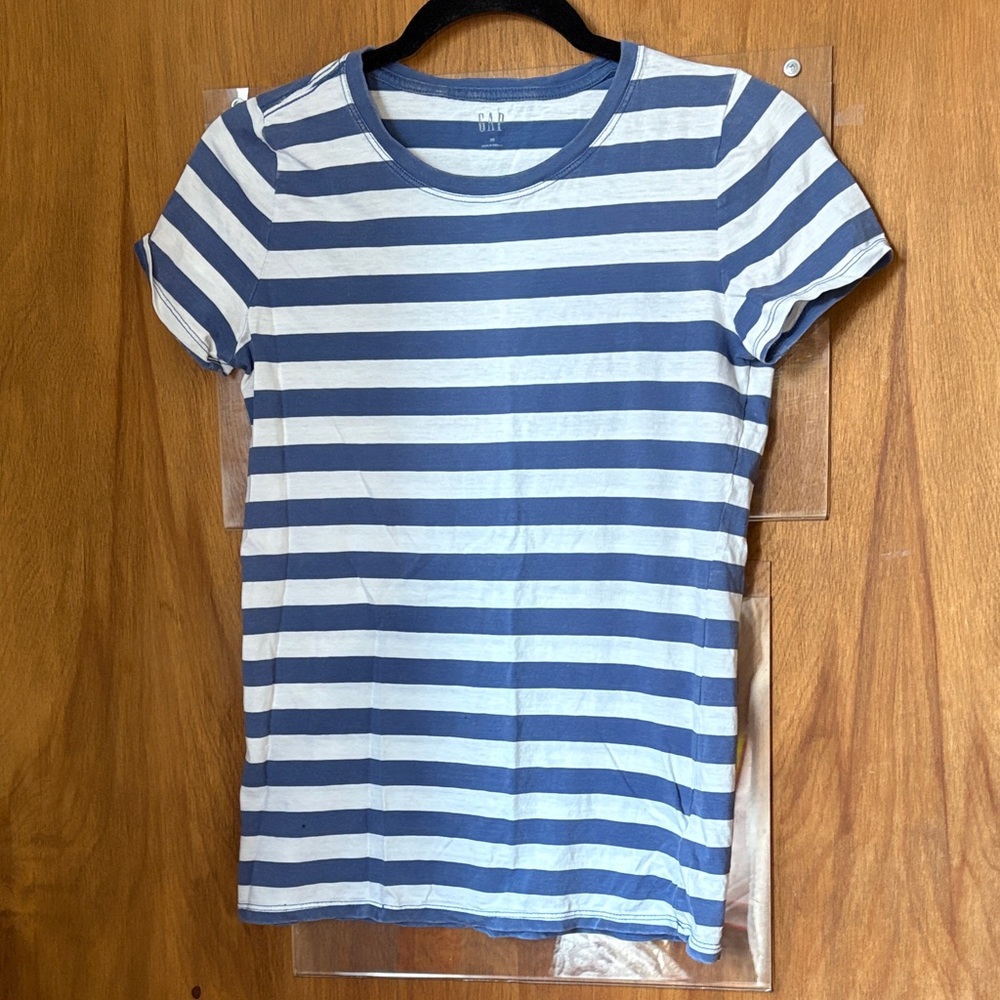 GAP Blue and White Striped Crew Tee
